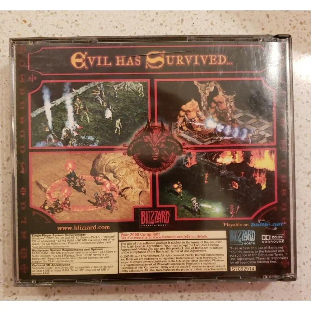 Diablo 2 II PC Video Game Fantasy Battle Windows 2000 + Expansion Set Blizzard